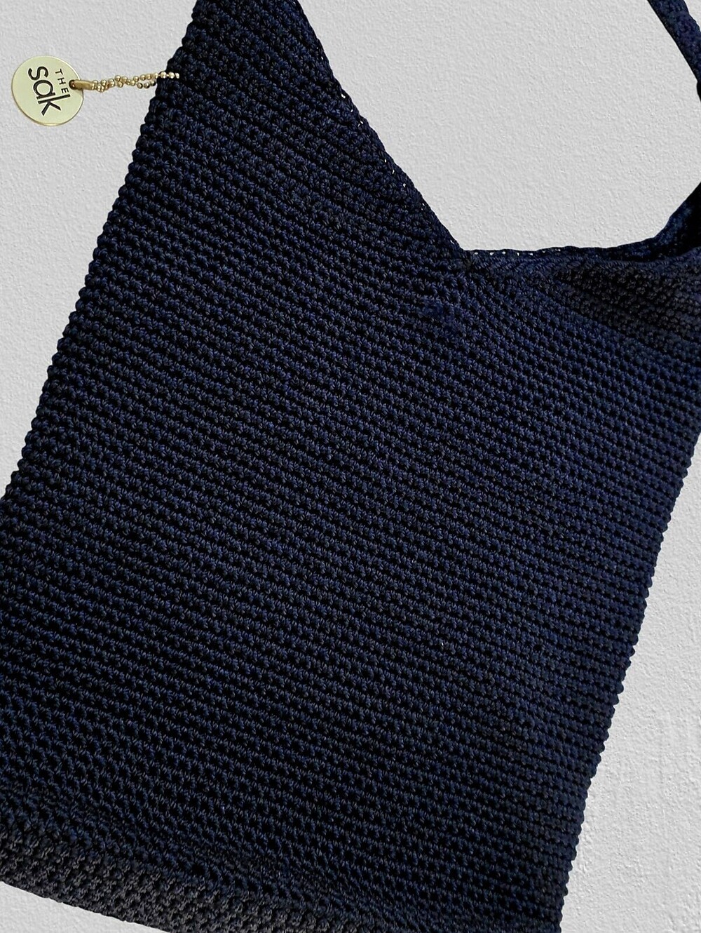 The Sak Dark Navy Crochet Knit Shoulder Hobo Bag Boho Vintage Y2K - Picture 2 of 8